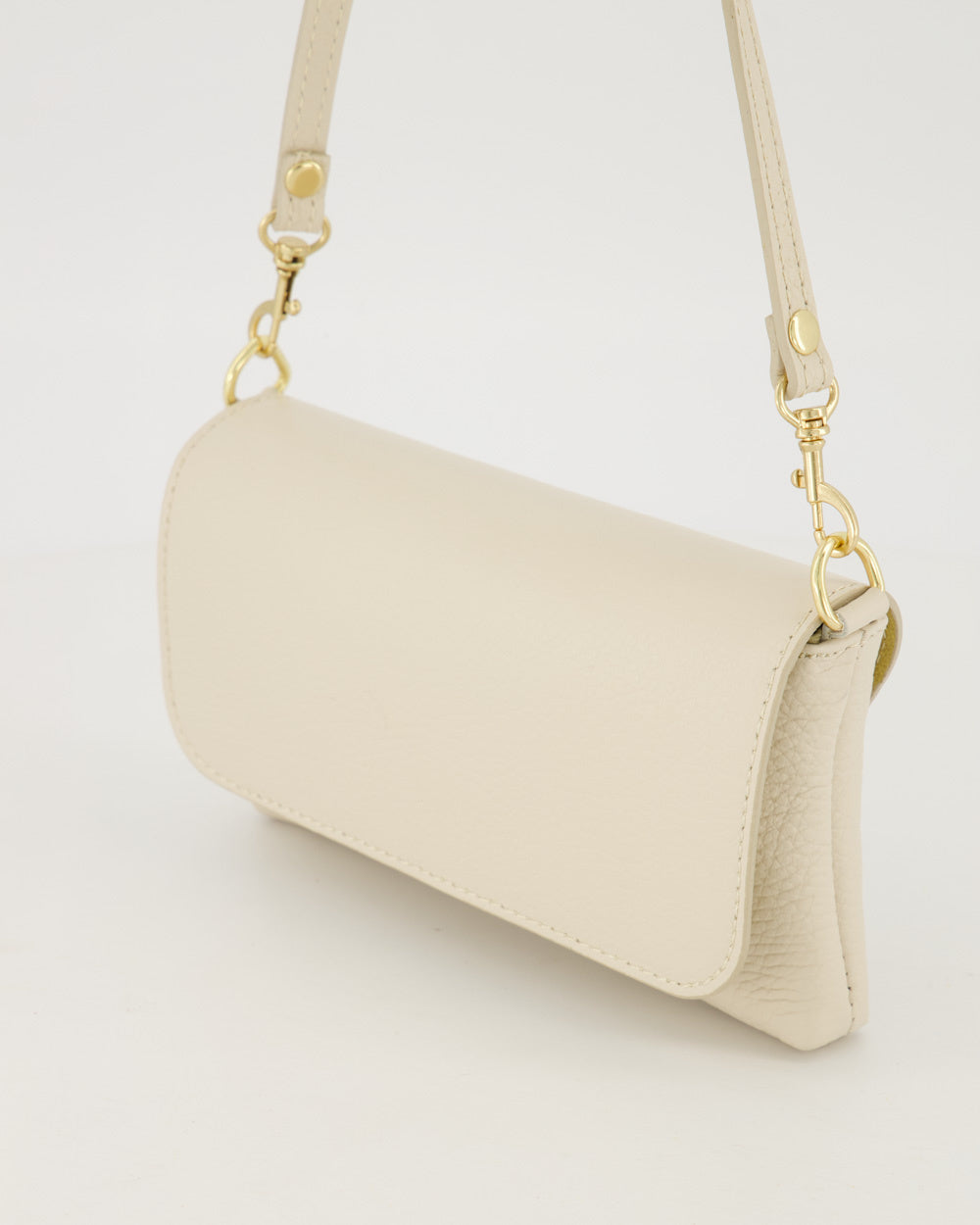 Leren avondtas - clutch Lara - ecru