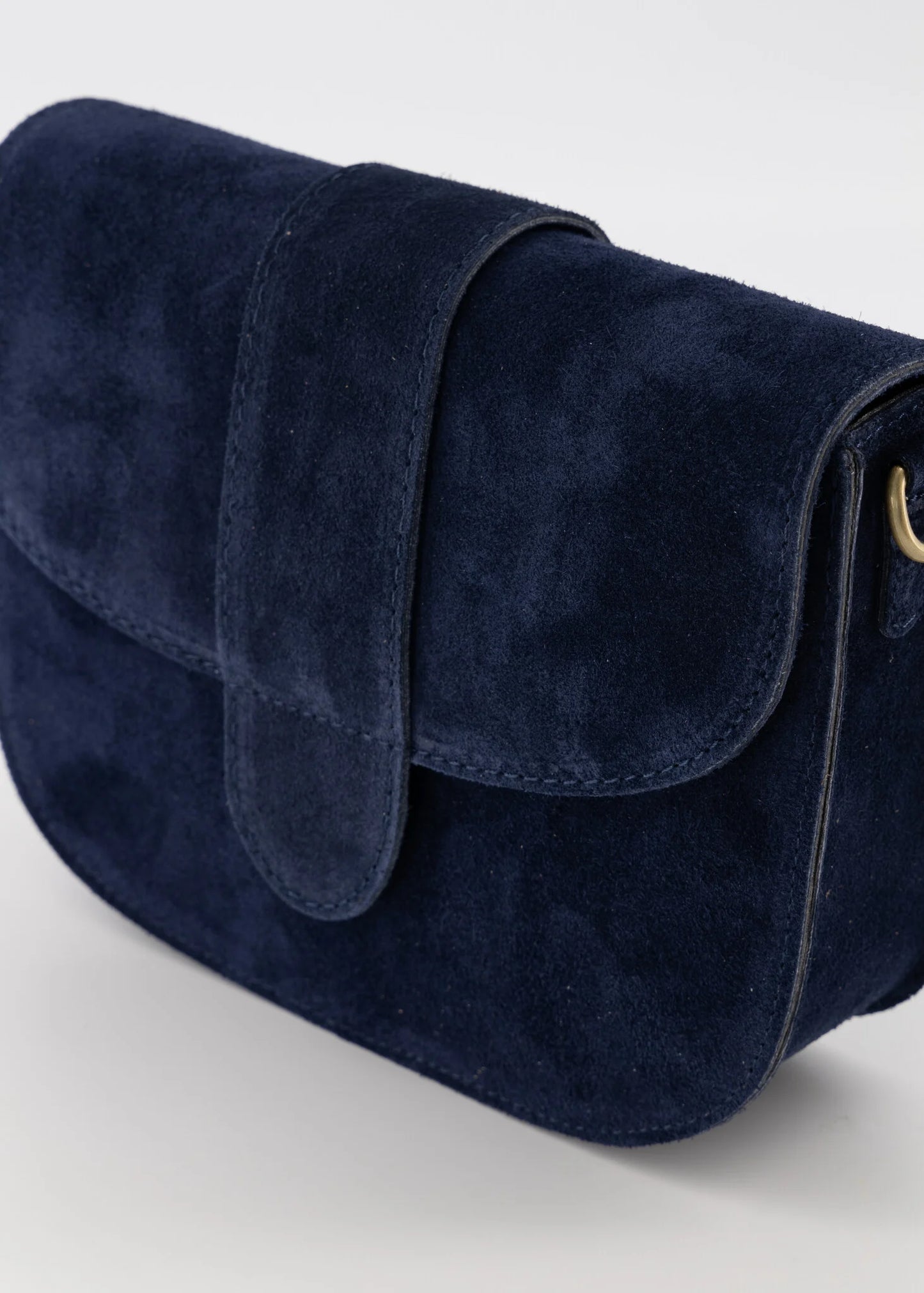 Suede leren tas maan crossbody donkerblauw
