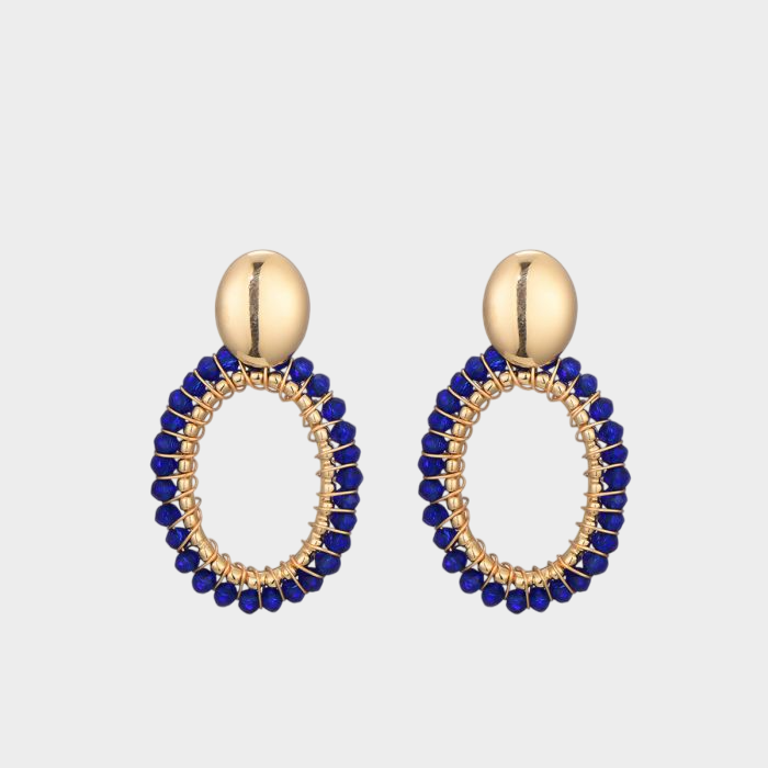 Oorhanger goudkleurig/blauw Flora