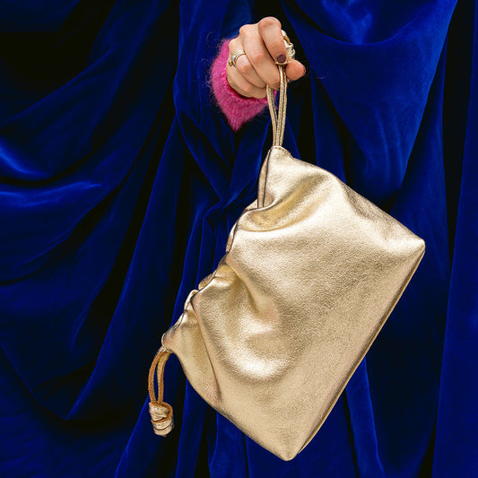 Leren crossbodytas Arela -goud metallic