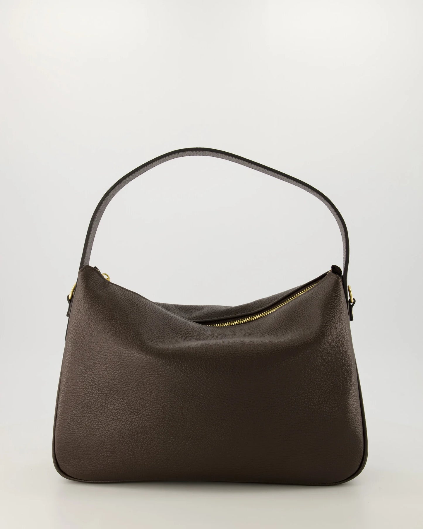 Donkerbruine leren schoudertas