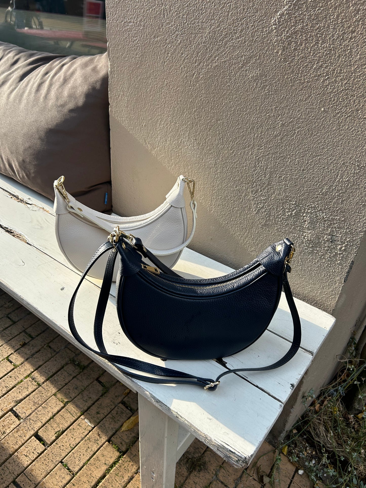 Leren tas Kyra - Ecru