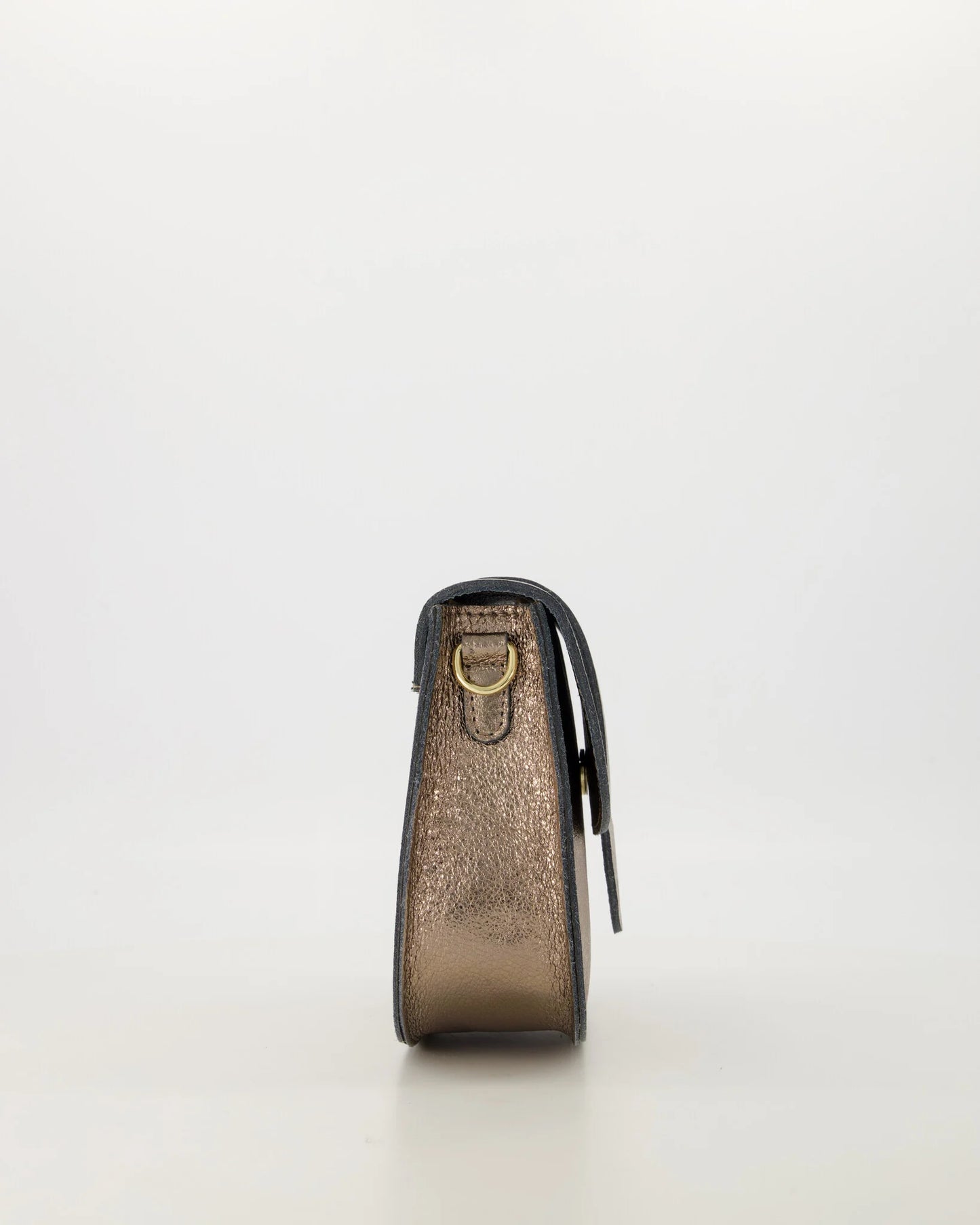 Leren crossbody tas maan - metallic brons