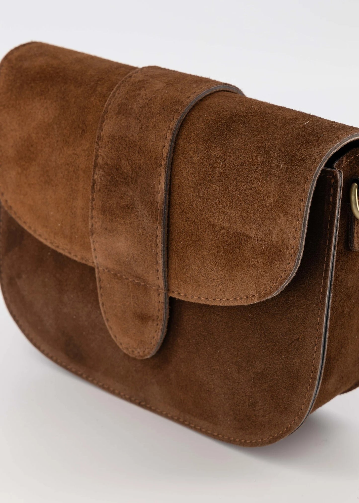Suede crossbody tas Maan - donkerbruin