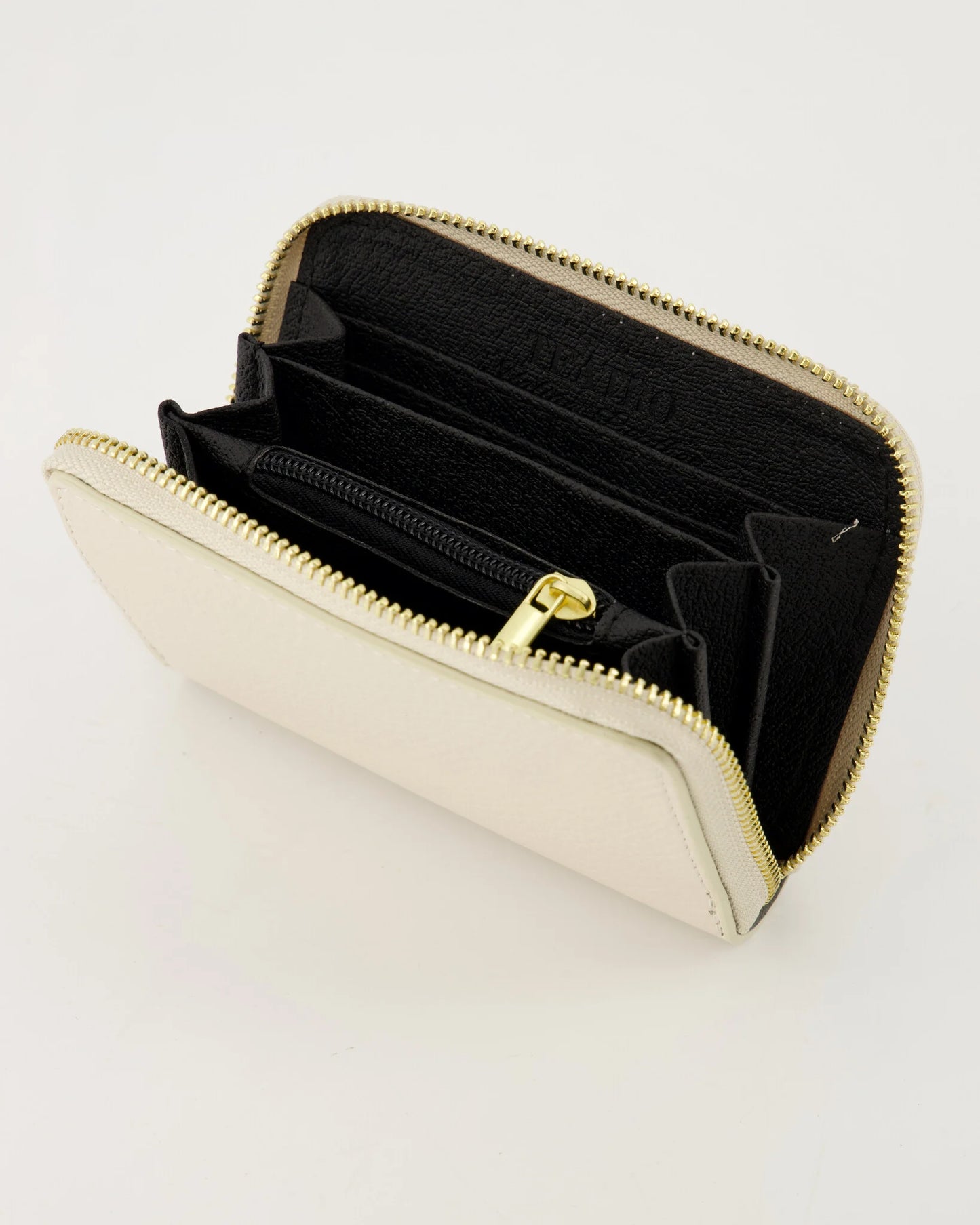 Leren portomonnee - ecru