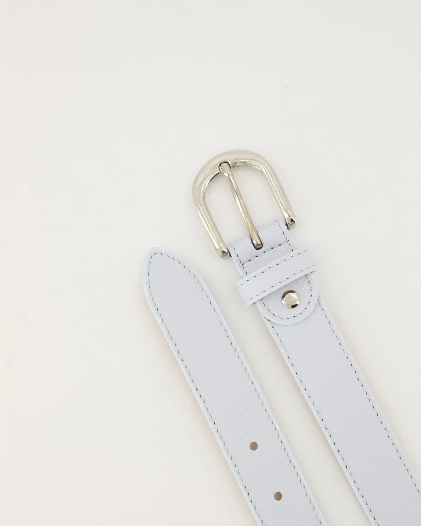 Leren riem lichtblauw met zilveren gesp