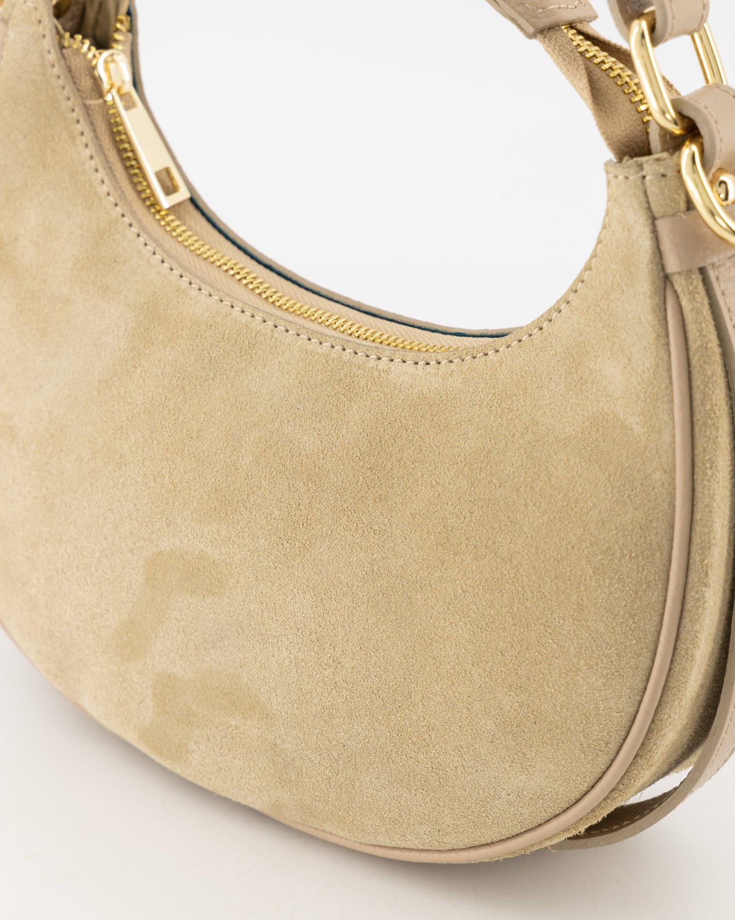 Suede crossbody tas Gwyneth - licht taupe