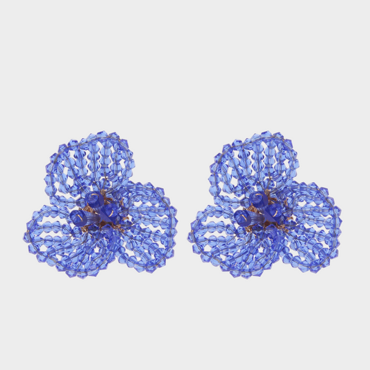 Oorbel flower blauw