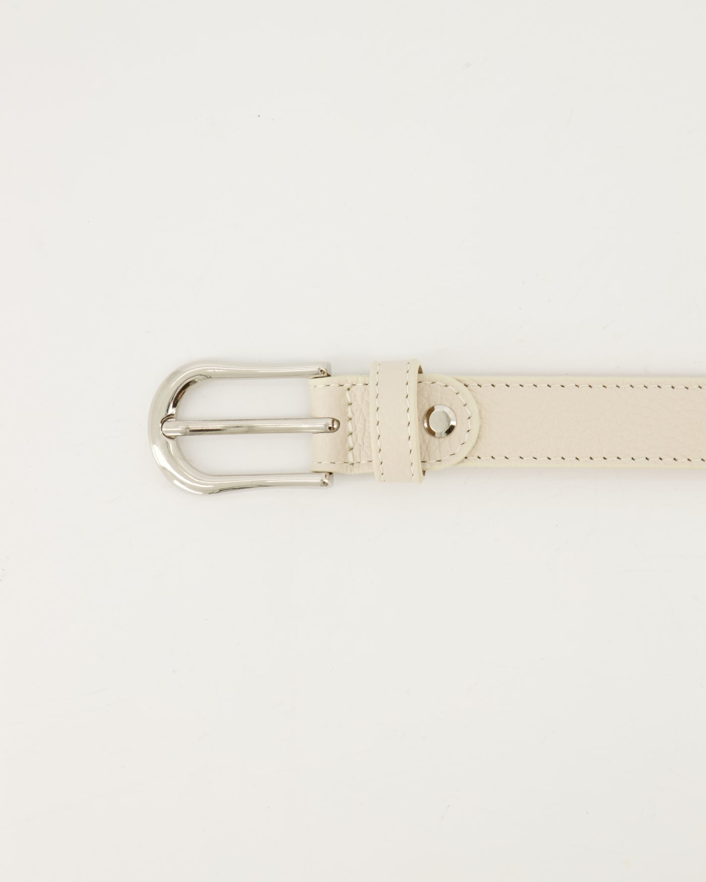 Leren riem Ava - ecru met zilveren gesp