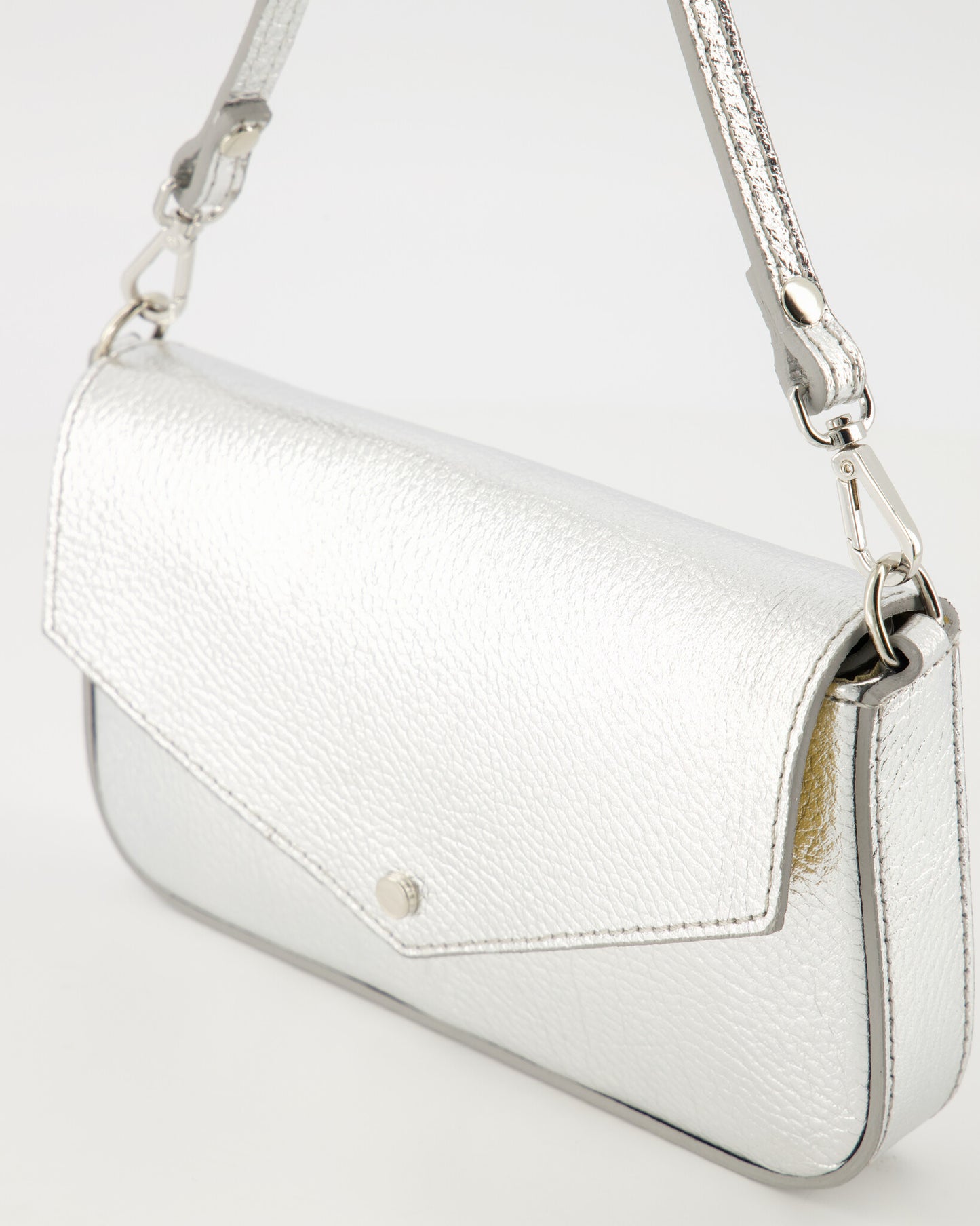Leren crossbody tas Brandy - zilver