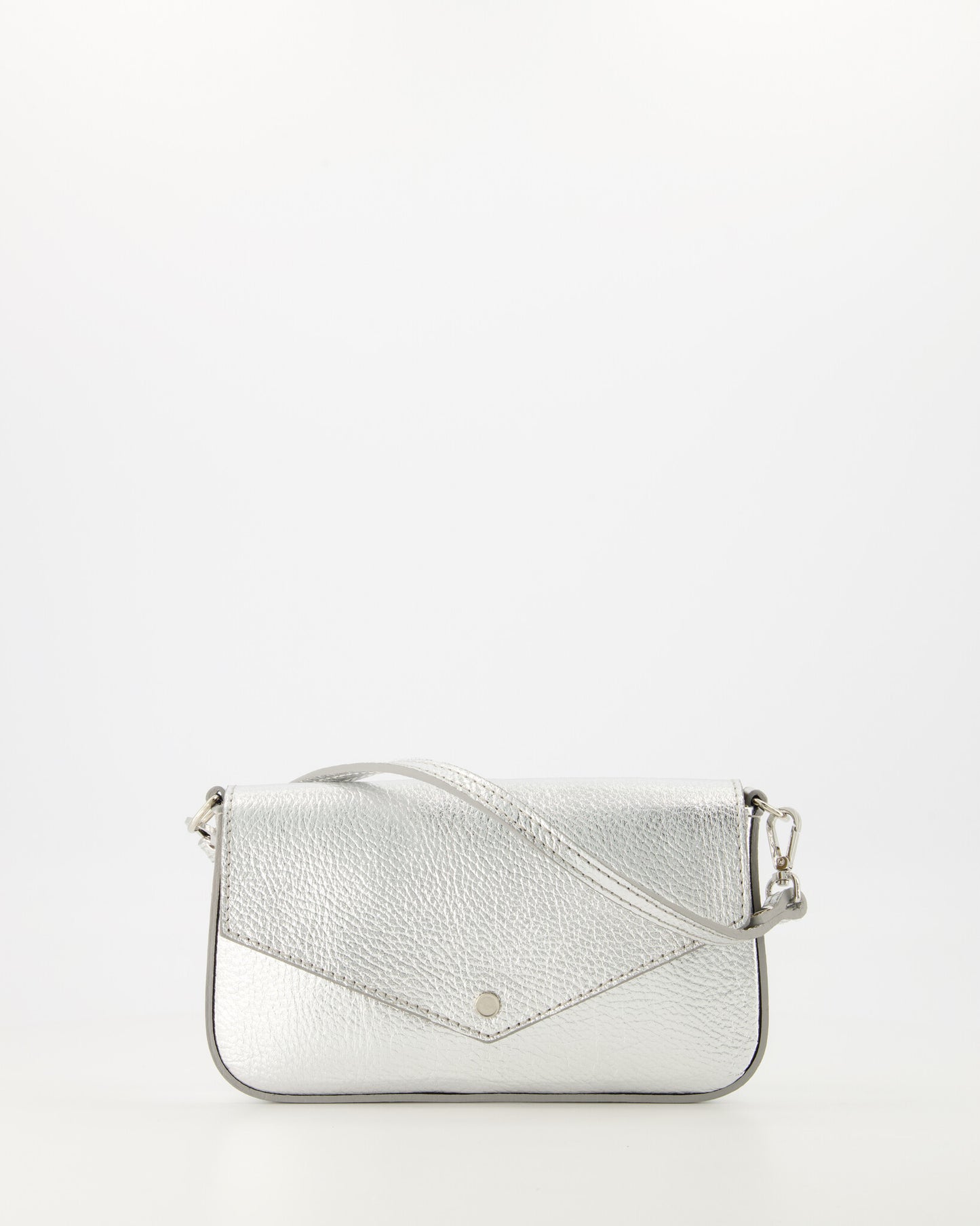 Leren crossbody tas Brandy - zilver