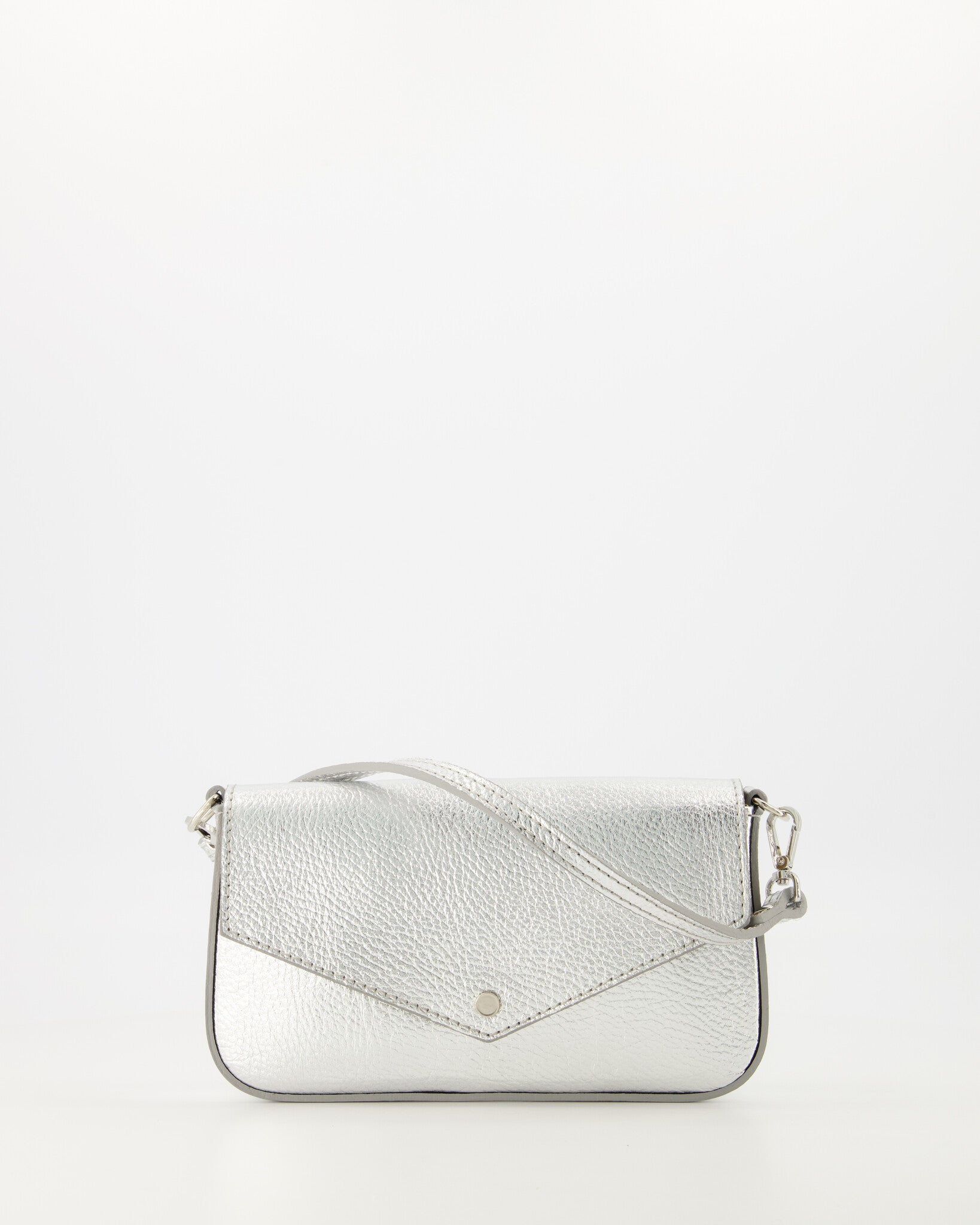 Leren crossbody tas Brandy - zilver