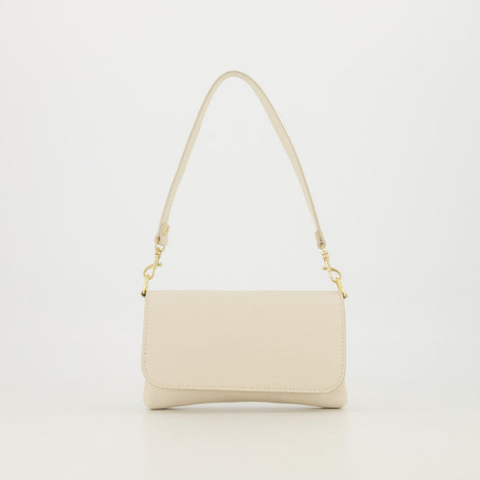 Leren avondtas - clutch Lara - ecru