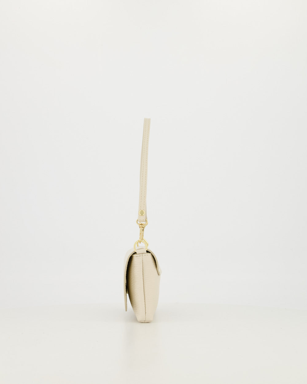 Leren avondtas - clutch Lara - ecru