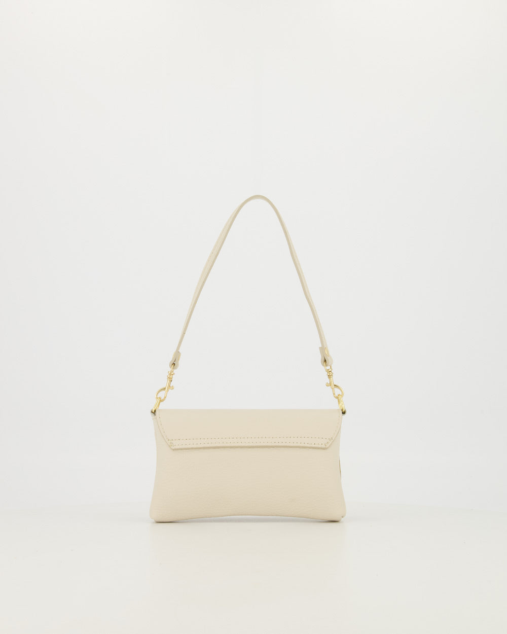 Leren avondtas - clutch Lara - ecru