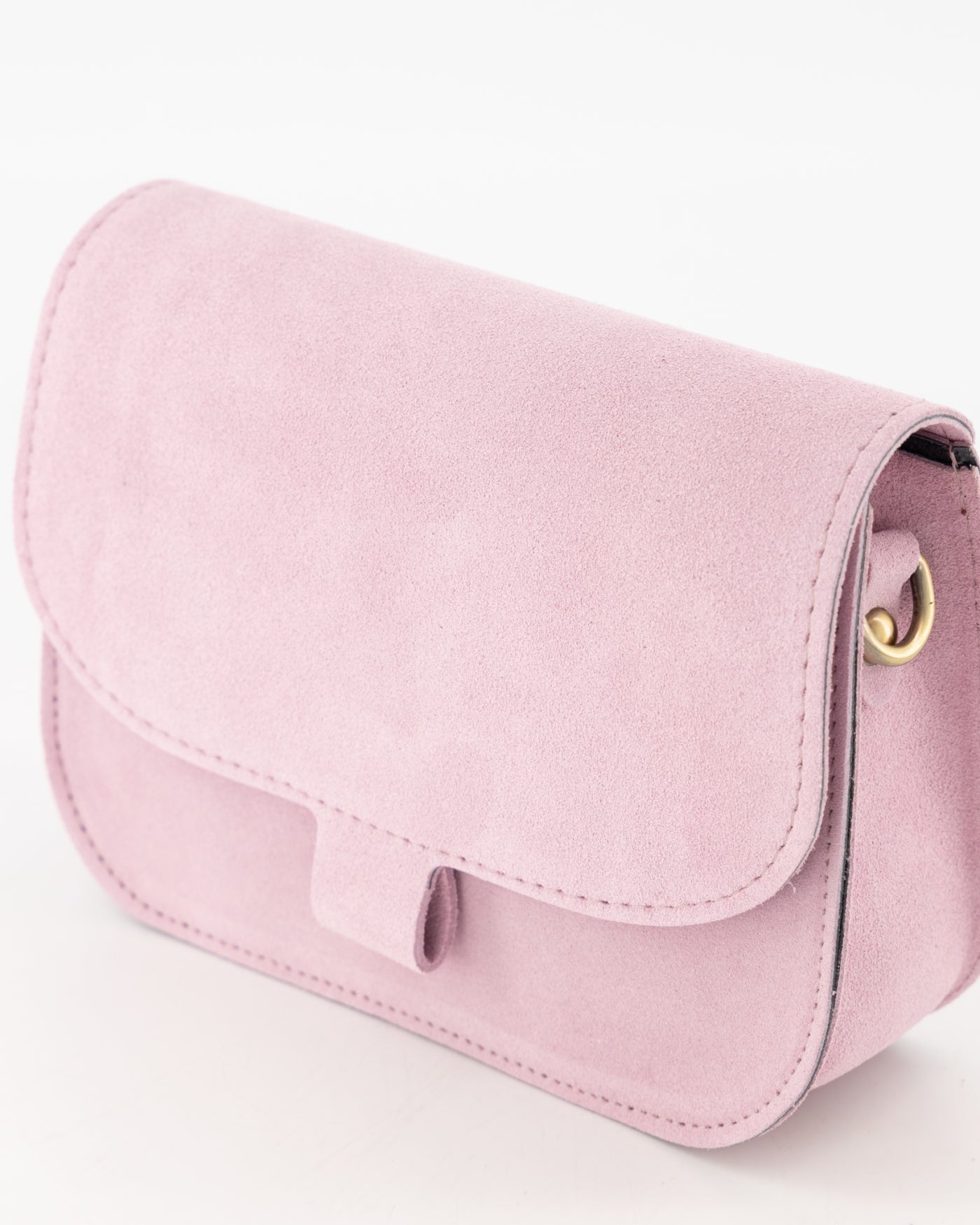 suede crossbody tas lichtroze flora
