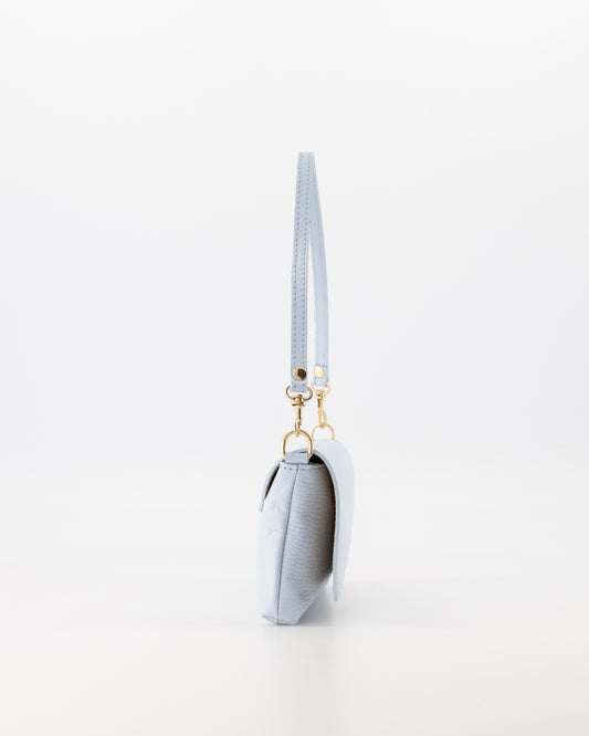 Leren avondtas - clutch Lara - lichtblauw