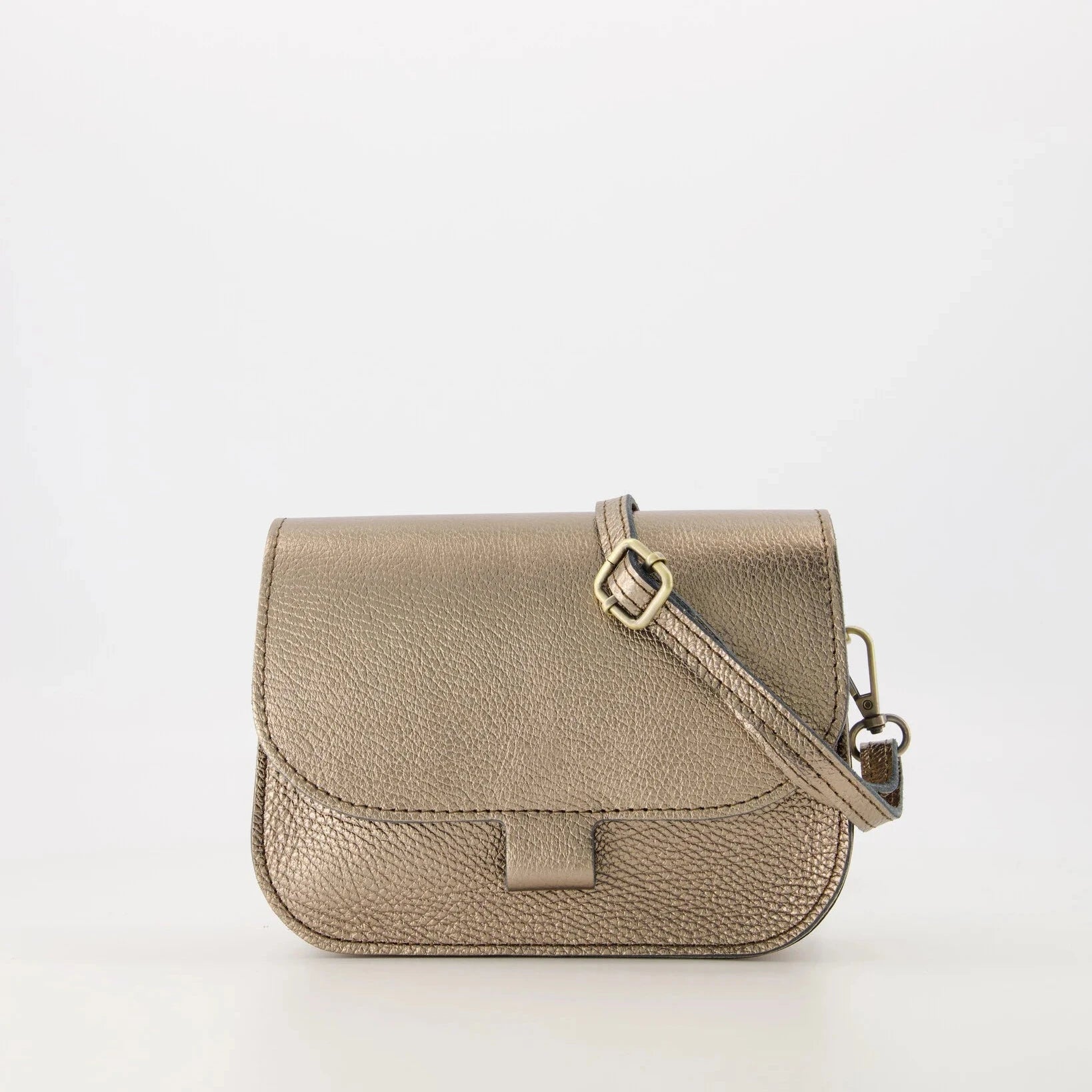 Leren tas flora brons