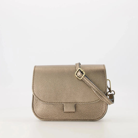 Leren tas flora brons