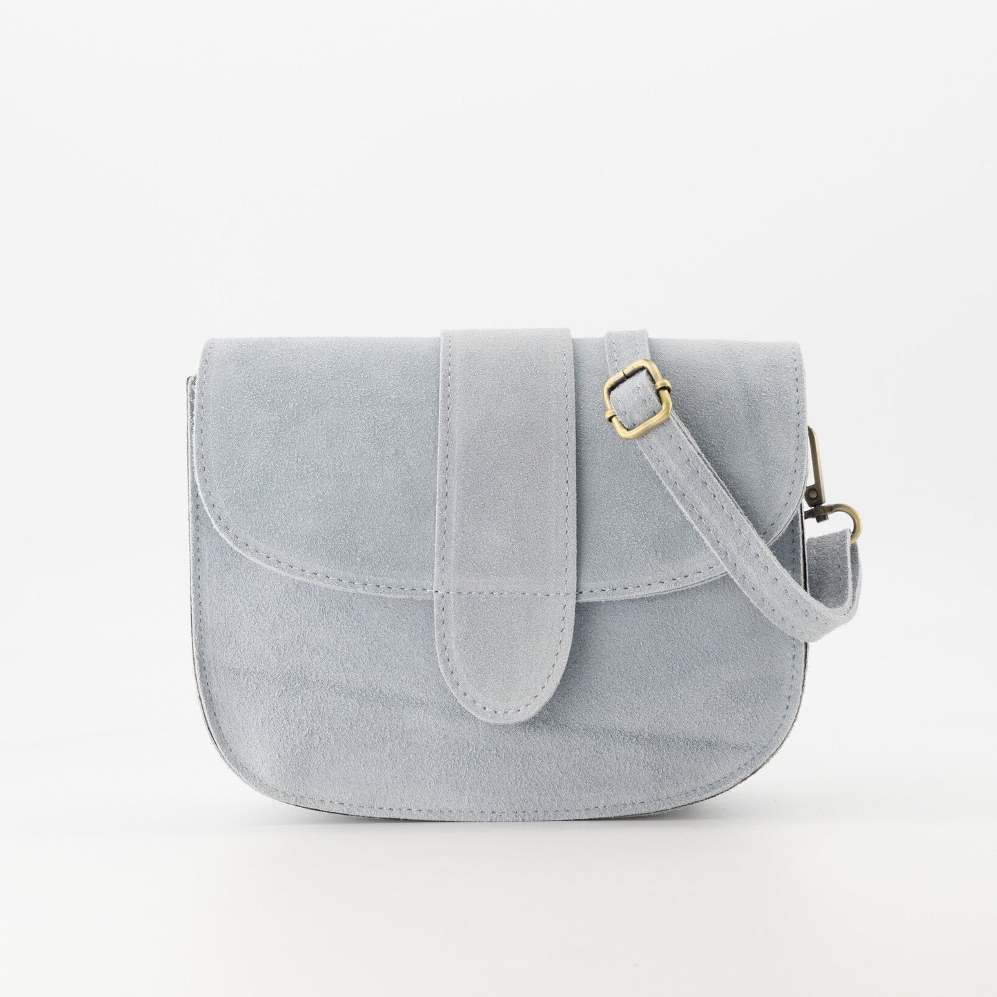 Suede leren crossbody tas Maan lichtblauw