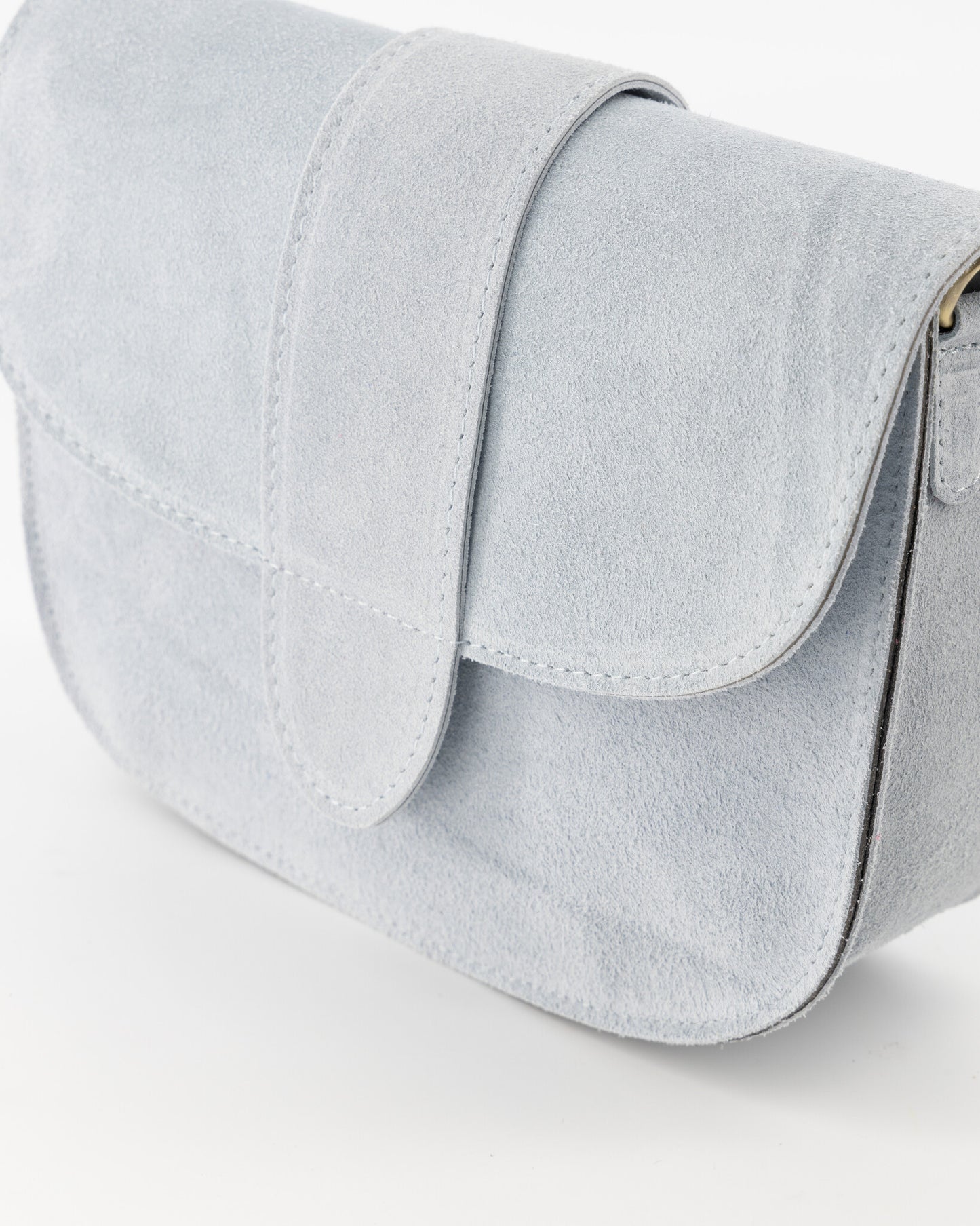 Suede leren crossbody tas Maan lichtblauw