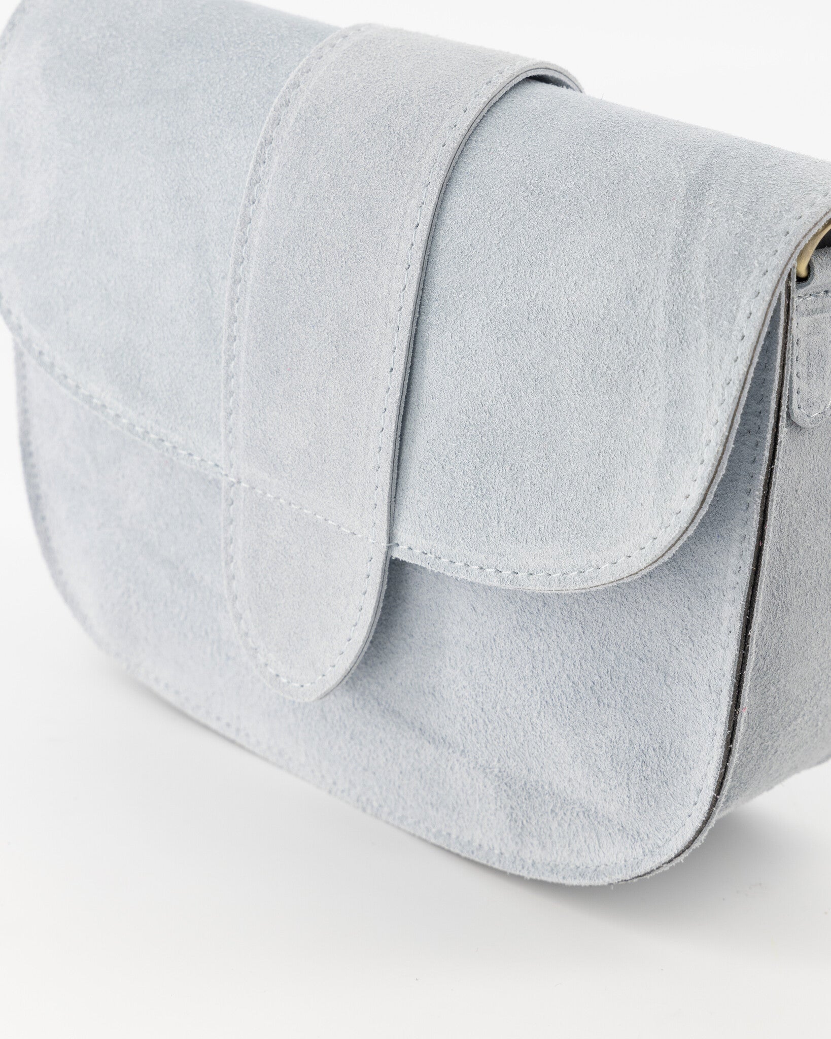 Suede leren crossbody tas Maan lichtblauw