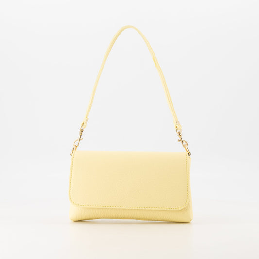 Leren avondtas - clutch Lara - ecru