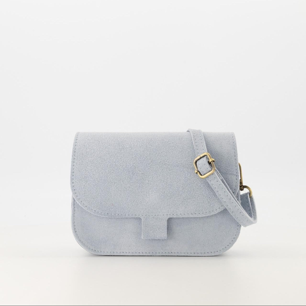 Suede crossbody tas Flora - lichtblauw