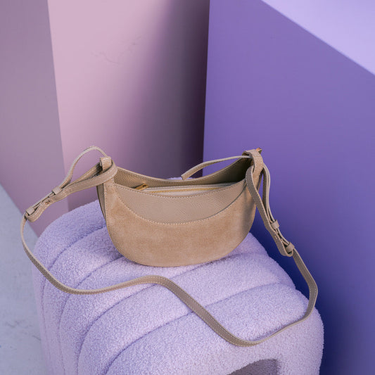 Leren crossbody tas Daisy - Taupe