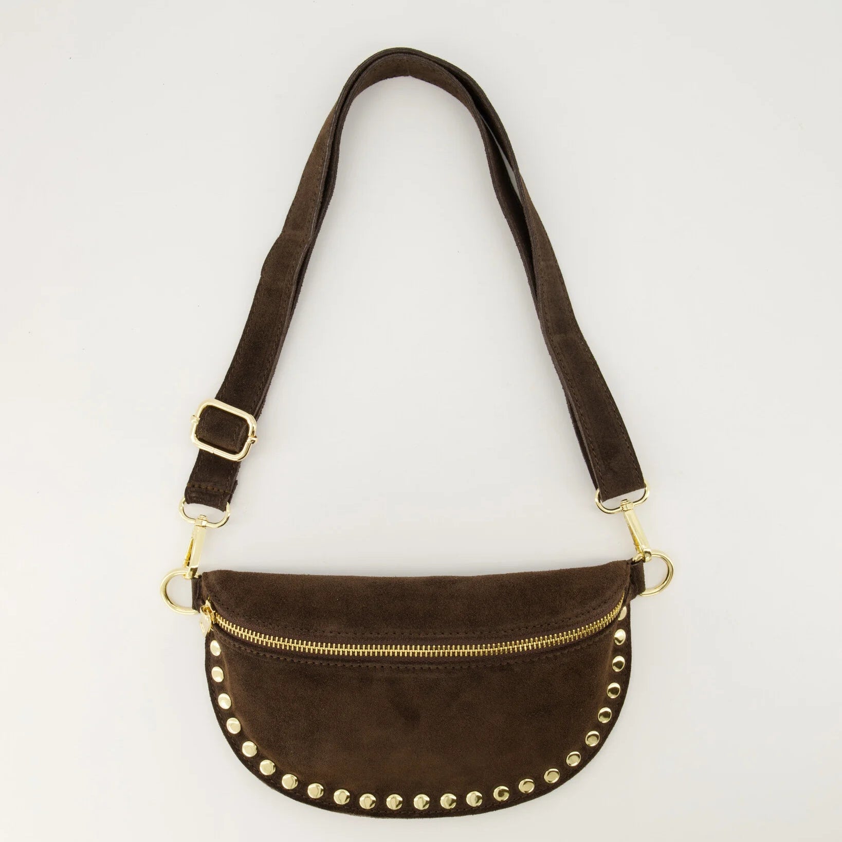 Suede heuptas donkerbruin