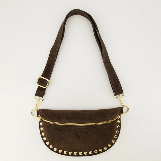 Suede heuptas donkerbruin