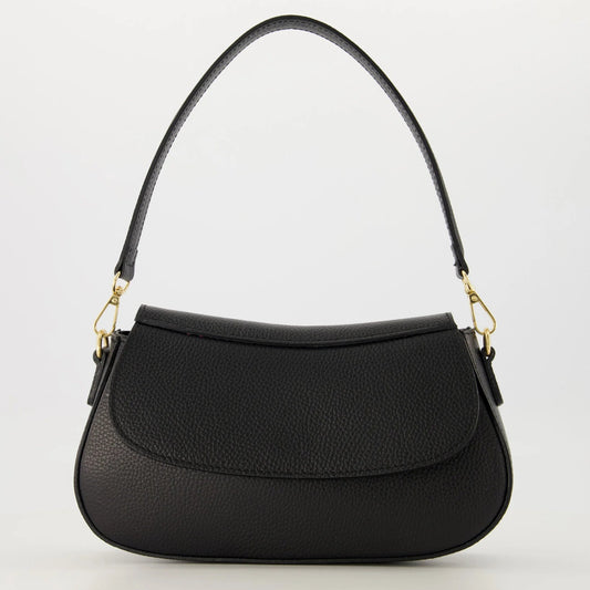 Leren schoudertas en crossbody tas Diara zwart