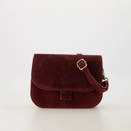 Suede crossbody tas Flora - bordeaux