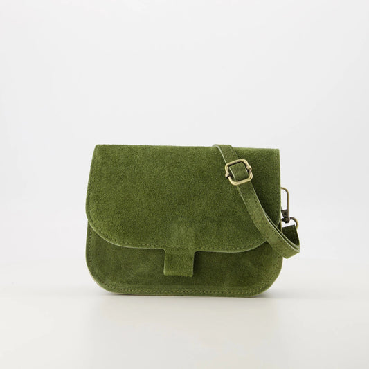 Suede crossbody tas Flora - olijfgroen