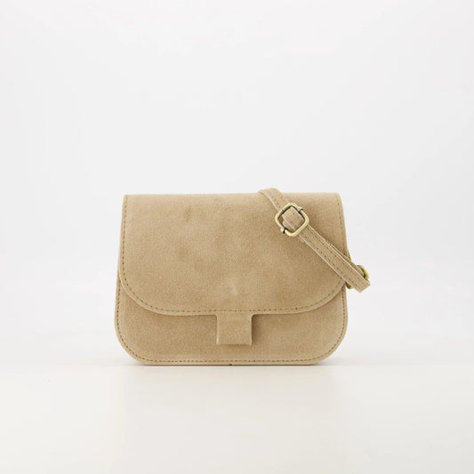 Suede crossbody tas Flora - zand