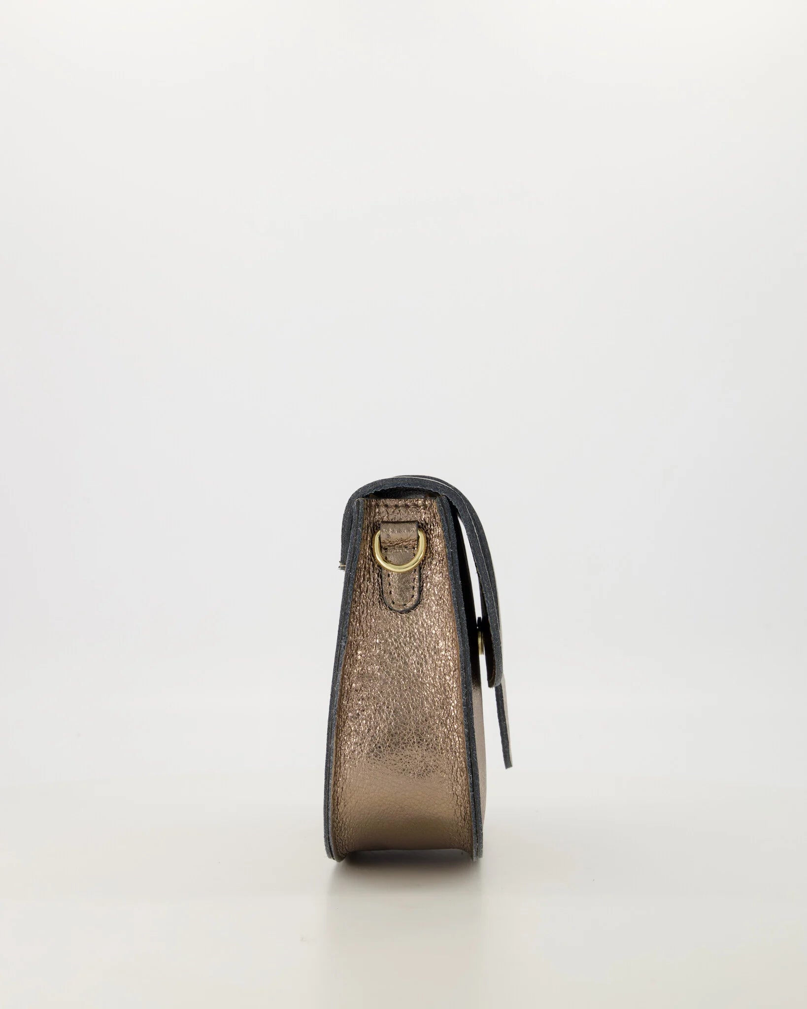 Leren crossbody tas maan - metallic brons