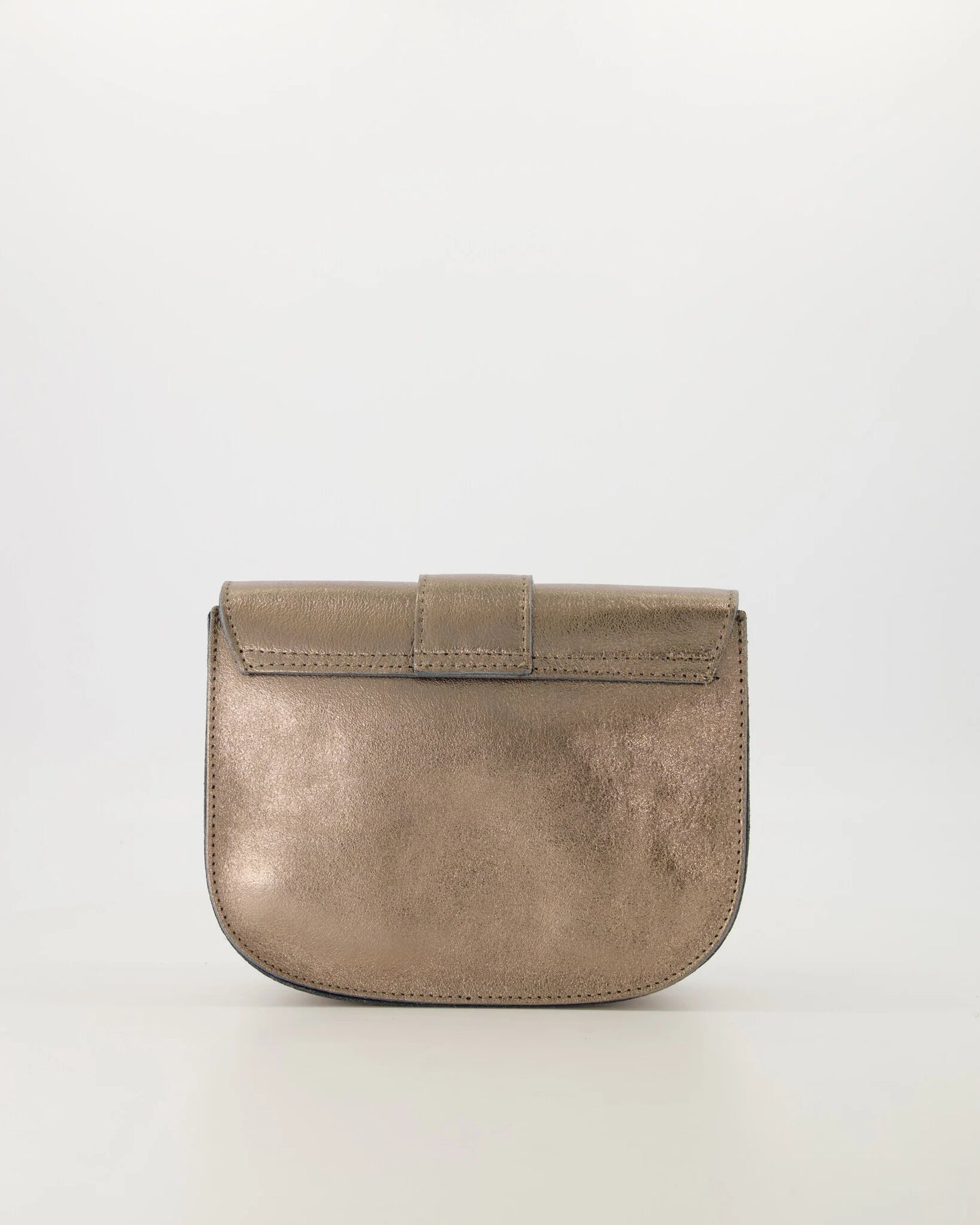 Leren crossbody tas maan - metallic brons
