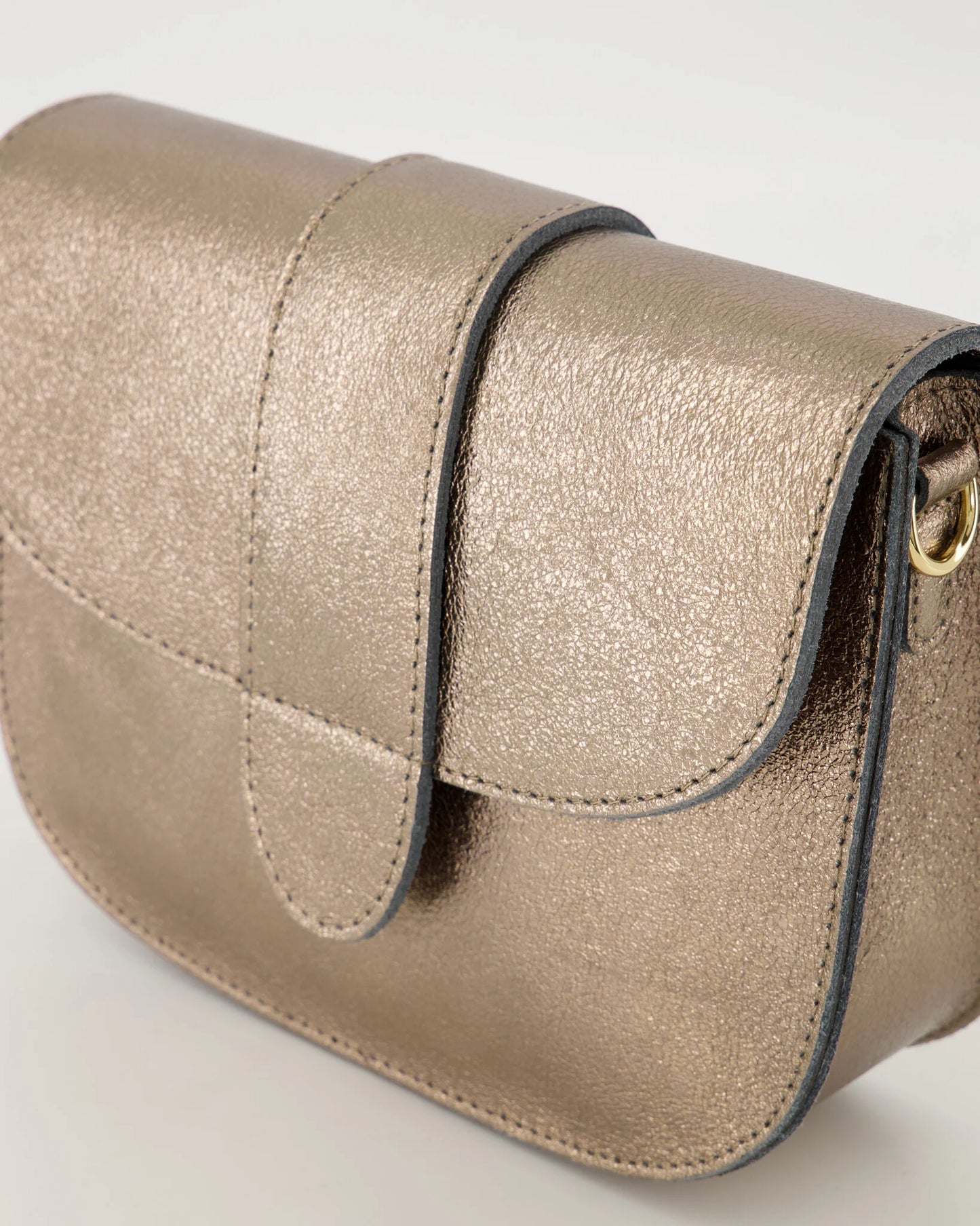 Leren crossbody tas maan - metallic brons