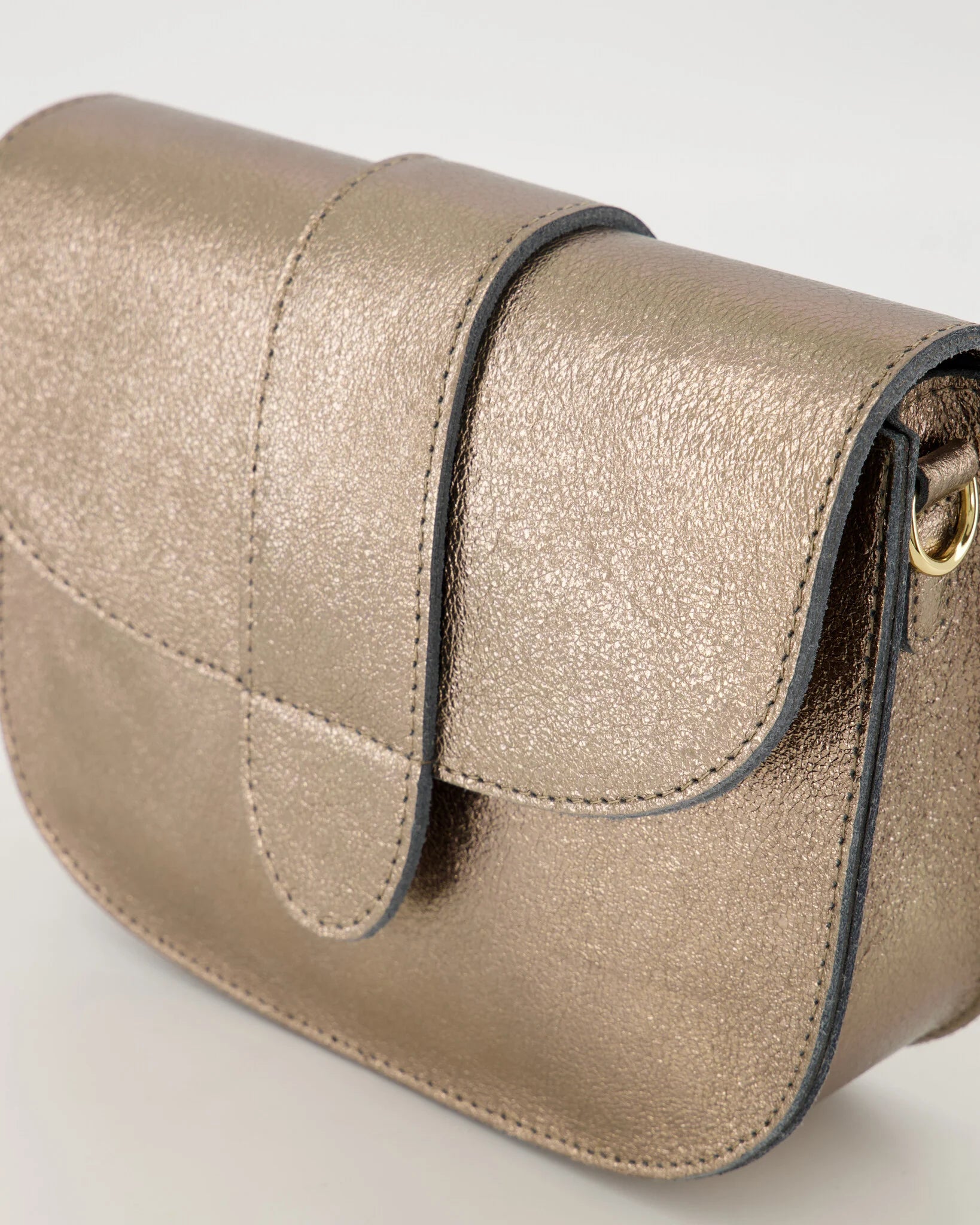 Leren crossbody tas maan - metallic brons