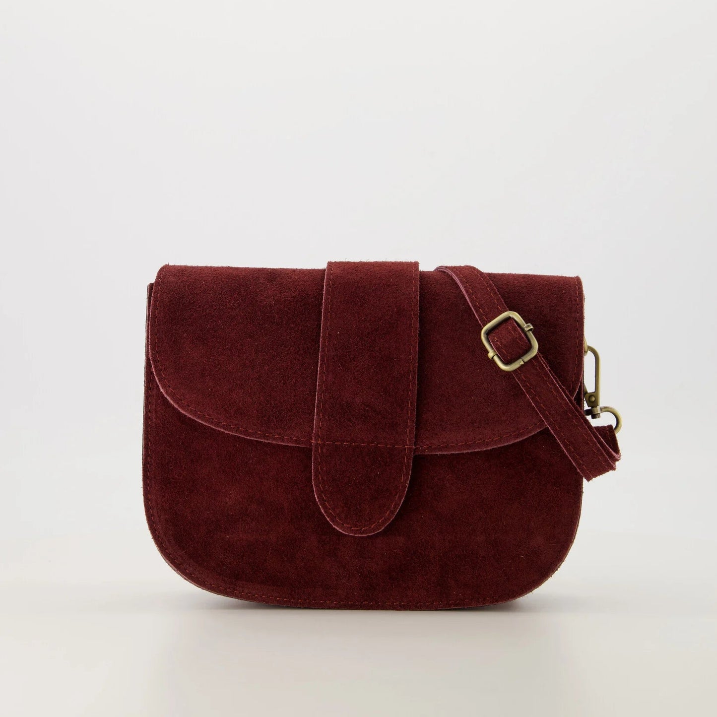 Suede crossbody tas Maan - bordeaux