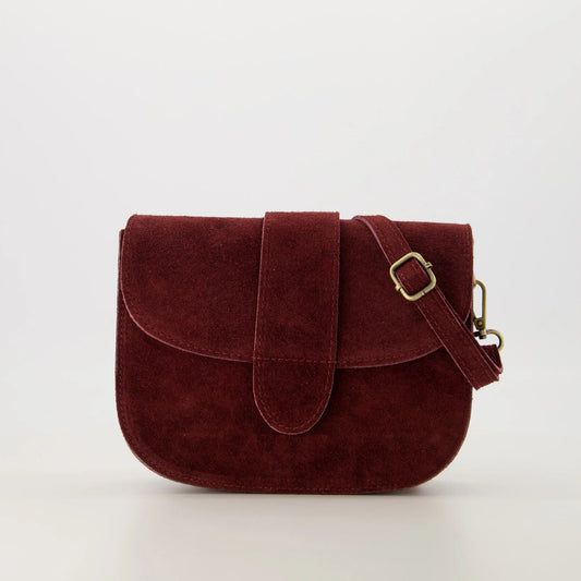 Suede crossbody tas Maan - bordeaux
