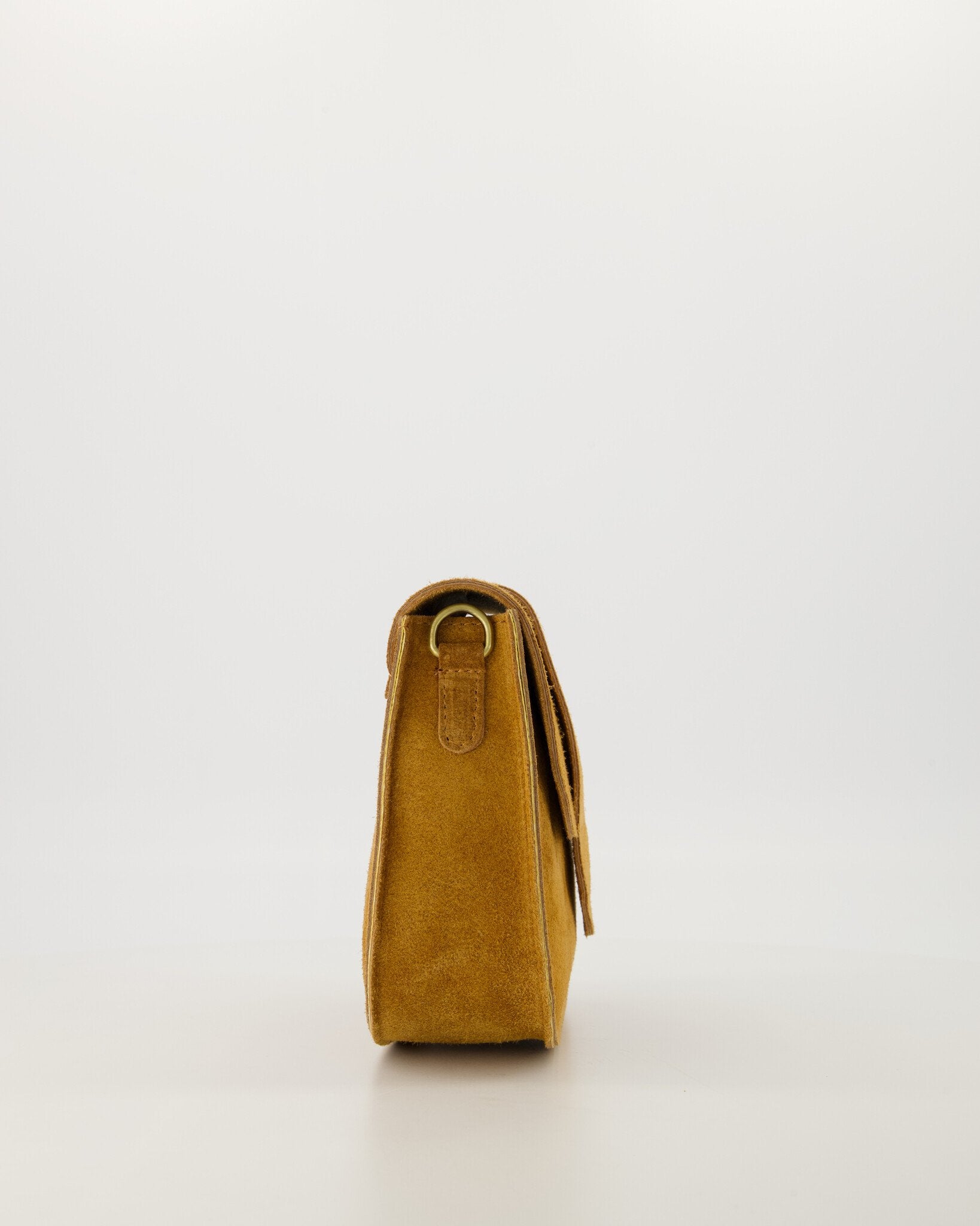 Suede crossbody tas Maan - Cognac