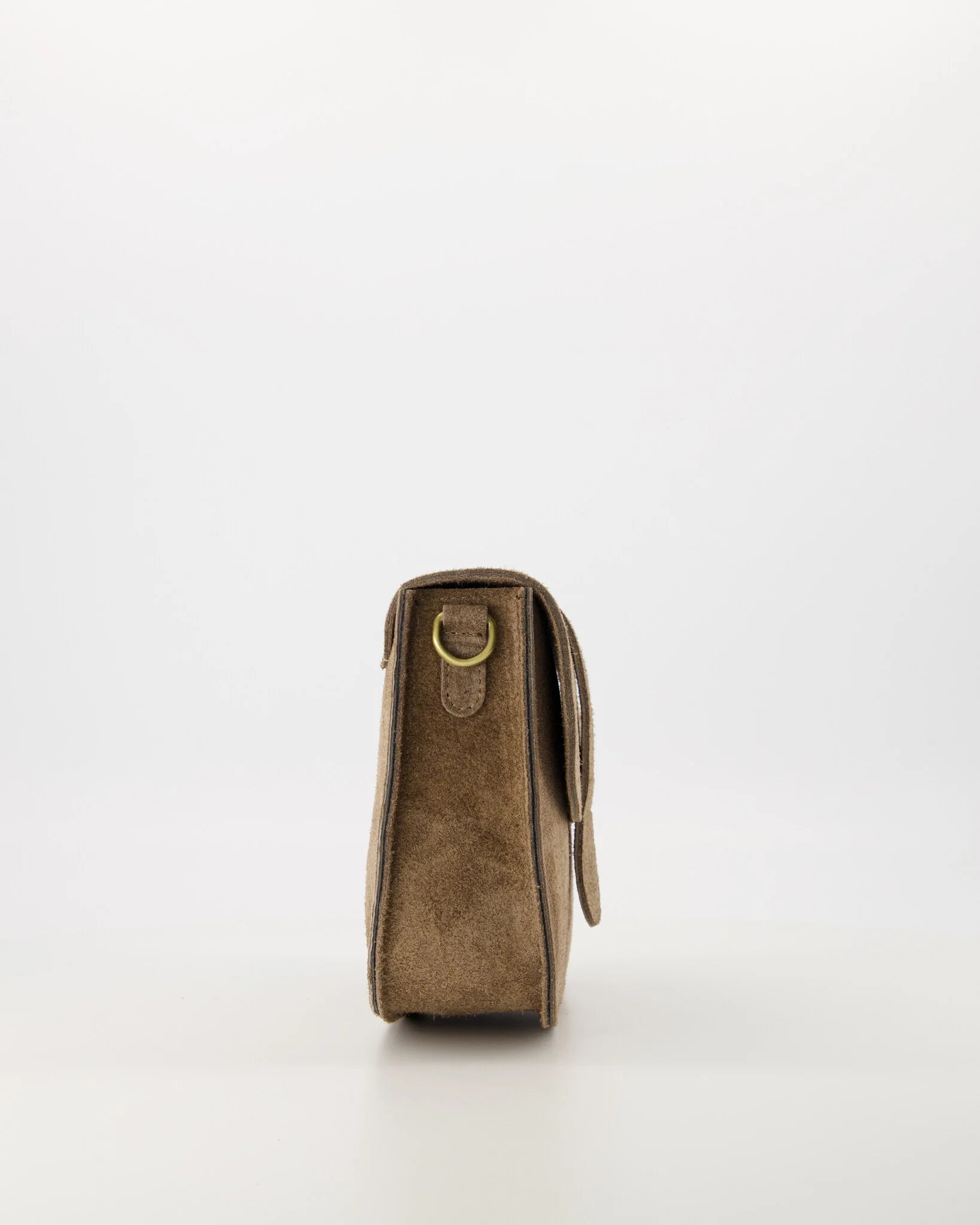 Suede crossbody tas maan taupe