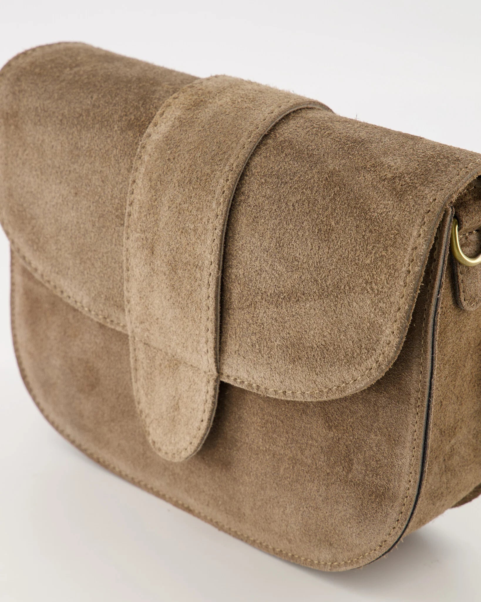 Suede crossbody tas maan taupe