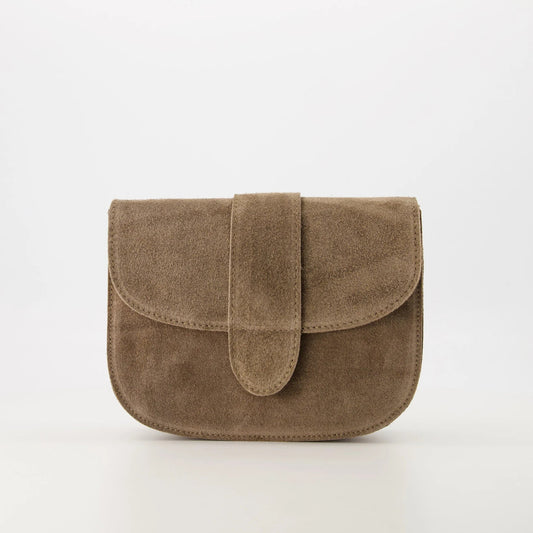 Suede crossbody tas maan taupe