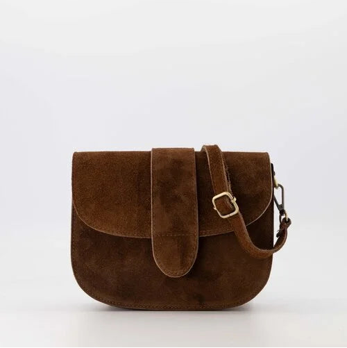 Suede crossbody tas Maan - donkerbruin
