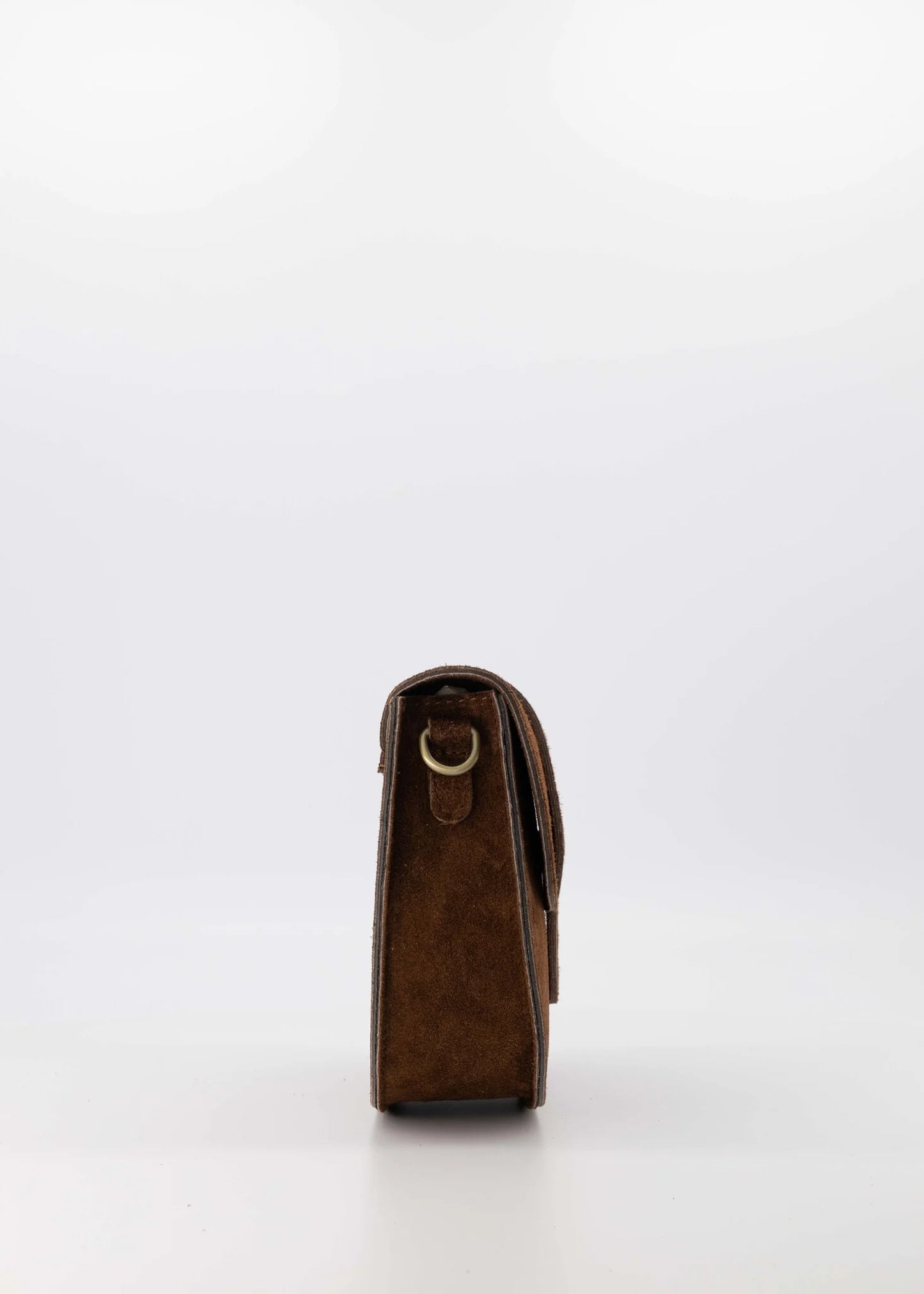 Suede crossbody tas Maan - donkerbruin