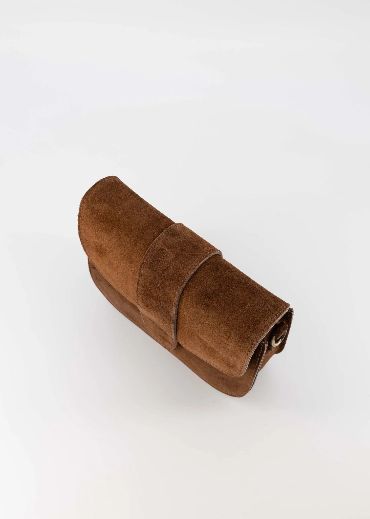 Suede crossbody tas Maan - donkerbruin