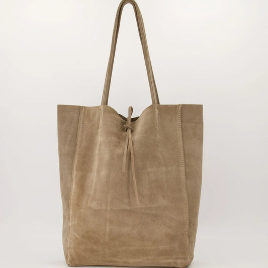 Suede leren shopper mocha mousse