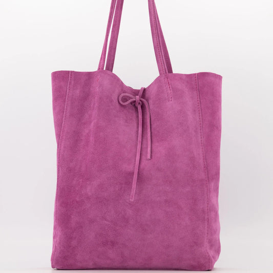 Suede leren shopper roze 